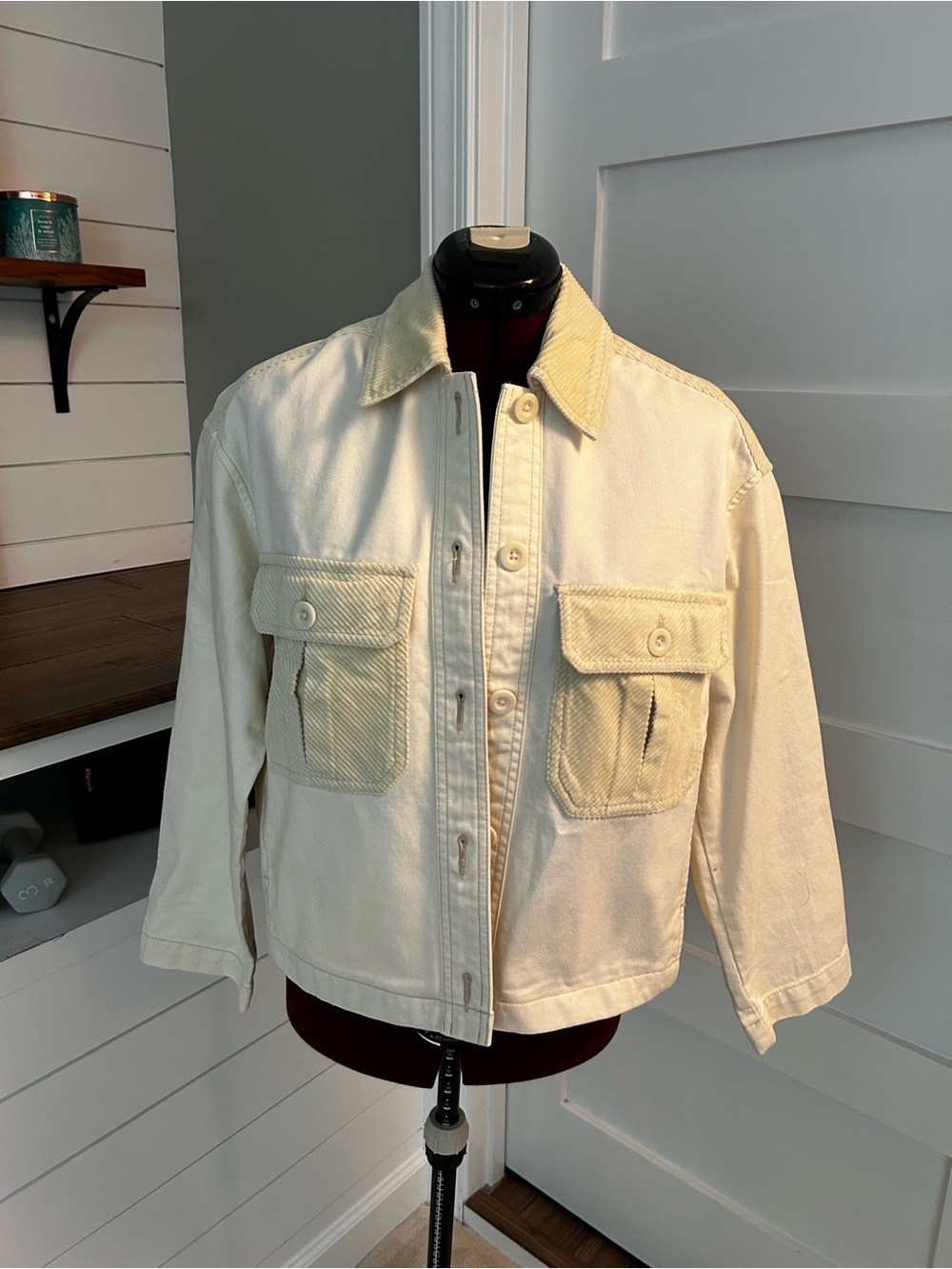 Madewell Cream Button-Front Utility Jacket